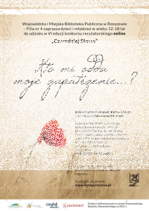 Konkurs "Czarodziej Słowa, kto mi odda moje zapatrzenie"