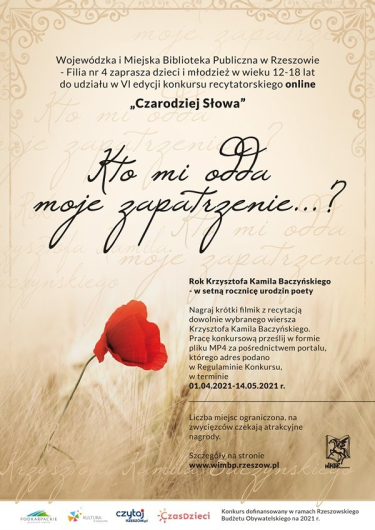 Konkurs "Czarodziej Słowa, kto mi odda moje zapatrzenie"