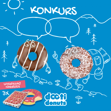 Wygraj dmuchane koła w kształcie Donuta oraz tacki z Donutami Dooti
