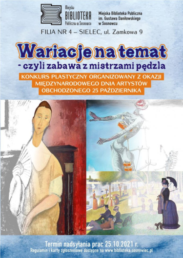 Konkurs plastyczny dla młodzieży "Wariacje na temat … czyli zabawa z mistrzami pędzla"