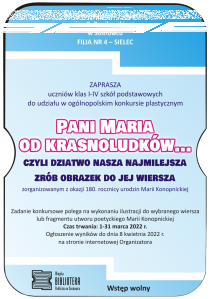 Konkurs plastyczny "Pani Maria od krasnoludków... czyli dziatwo nasza najmilejsza zrób obrazek do jej wiersza"