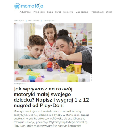 Konkurs "Jak wpływasz na rozwój motoryki małej swojego dziecka"