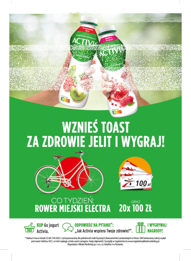 Konkurs "Wznieś toast za zdrowie jelit" Activia Intermarche