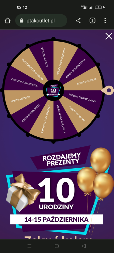 Loteria "10 Urodziny Ptak Outlet"