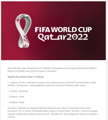 Konkurs "Typer MŚ 2022 - MKS Ciechanów"