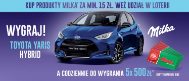 Loteria "Słodkie zwycięstwo - Wygraj Yaris od Milka" Dino