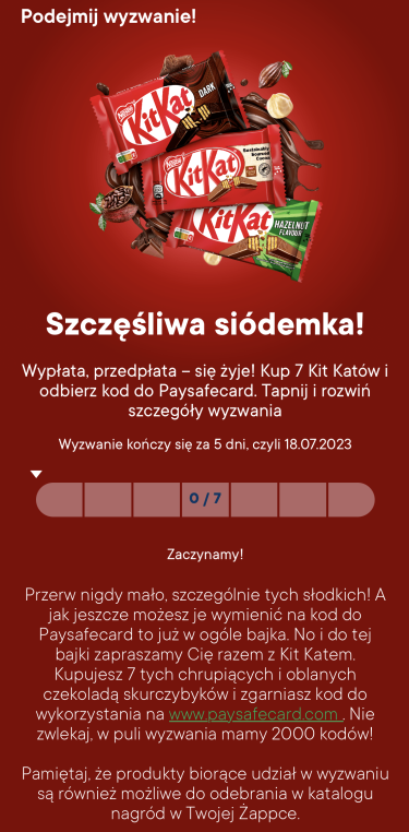 Konkurs "Czas na kolejny poziom, czas na KitKat!" Żabka