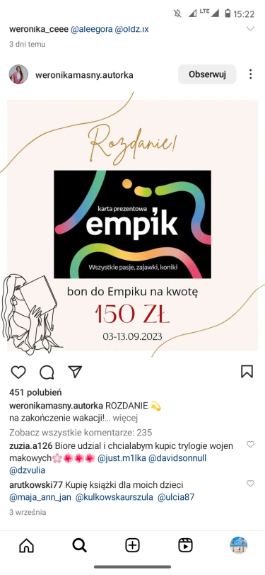 Wygraj bon do Empiku o wartości 150 zł