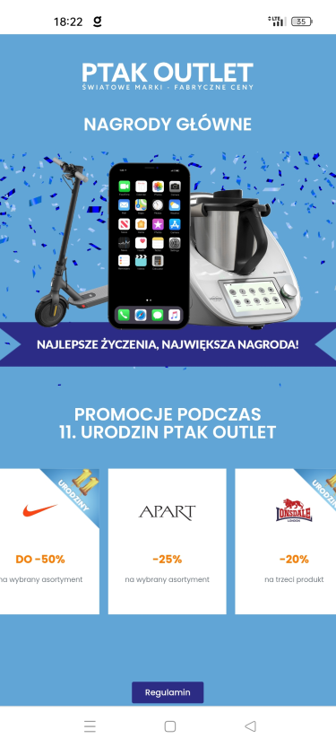 Loteria "11 Urodziny Ptak Outlet"