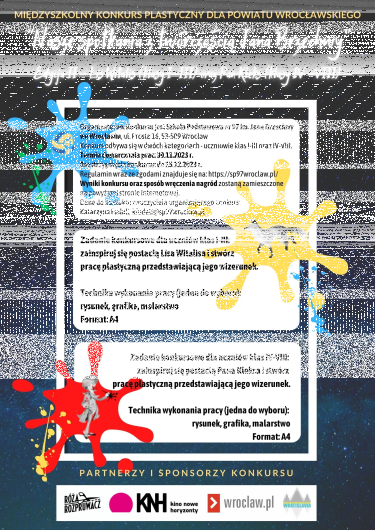 Międzyszkolny Konkurs Plastyczny dla szkół podstawowych z powiatu wrocławskiego "Nasze spotkania z twórczością Jana Brzechwy. Edycja II - lis Witalis (klasy I-III) oraz Pan Kleks (klasy IV-VIII)"