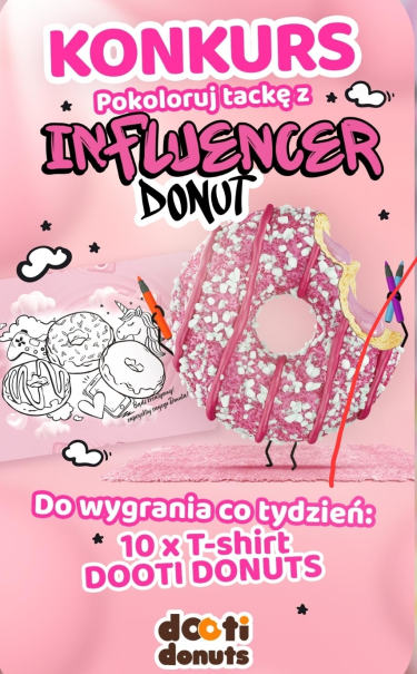 Konkurs "Kolorowanka Influencer Donut - Dooti Donuts"
