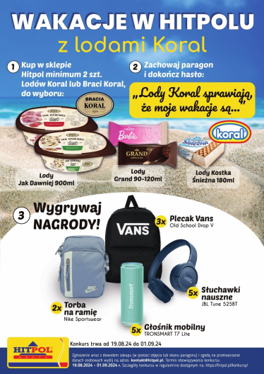 Konkurs "Wakacje w Hitpolu z lodami Koral"