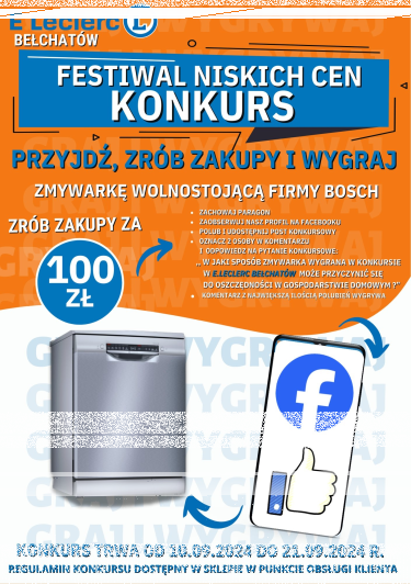 Bełchatów: Wygraj zmywarkę! E. Leclerc