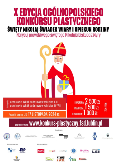Ogólnopolski konkurs plastyczny 2024 "Święty Mikołaj świadek wiary i opiekun rodziny" X edycja