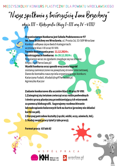 Konkrus "Nasze spotkania z twórczością Jana Brzechwy. Edycja III - Kleksografia (klasy I-III oraz IV-VIII)"