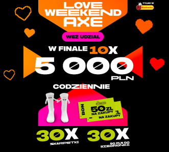 Loteria AXE "Love weekend" Biedronka, etapy dzienne