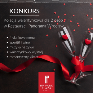 Wrocław: Wygraj podwójne zaproszenie na wyjątkową kolację walentynkową w dniu 14 lub 15 lutego w Restauracji Panorama