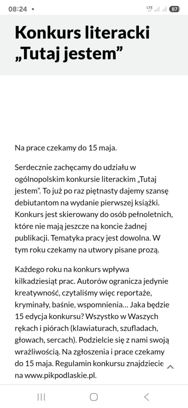 Konkurs literacki "Tutaj jestem"