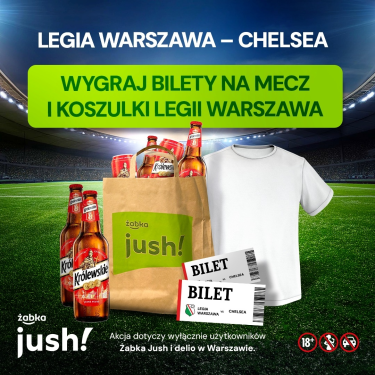 Warszawa: Loteria "Chcesz zobaczyć mecz Legia Warszawa vs. Chelsea na żywo z trybun, nie z kanapy?" Żabka