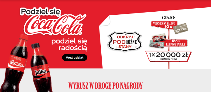 Loteria Coca-Cola "Odkryj podróżne stany!" Orlen