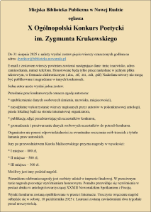 X Ogólnopolski Konkurs Poetycki im. Zygmunta Krukowskiego