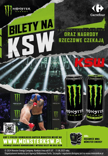 Konkurs "Poczuj emocje KSW z Monster" Carrefour, 18+