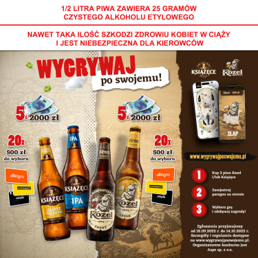 Wygrywaj po swojemu z Kozel i Książęce! Groszek, EURO Sklep, ABC, Lewiatan, Gama, Duży Ben, Delikatesy Centrum, 18+