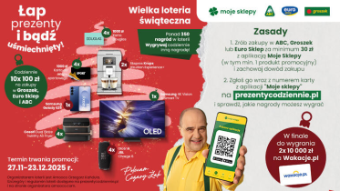 Loteria "ŁAP PREZENTY I BĄDŹ UŚMIECHNIĘTY" ABC, Groszek, EuroSklep