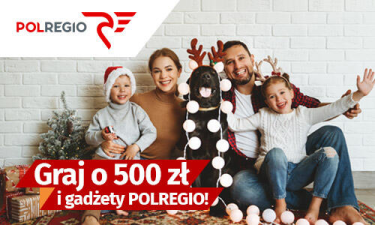 Konkurs "Graj o 500 zł i gadżety POLREGIO" do godz. 10:00