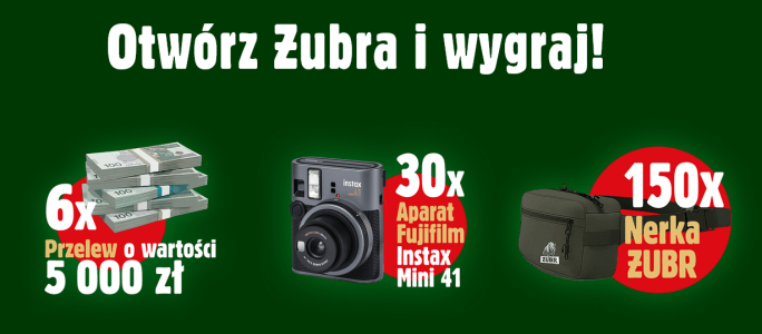 Konkurs "Wygrywaj Żubrem" Auchan, Carrefour, E. Leclerc, Intermarche, Stokrotka, Topaz, 18+