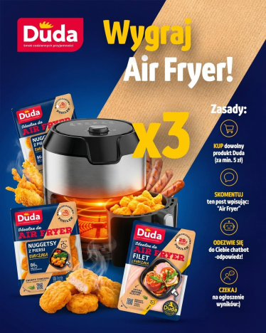 Konkurs "Stwórz przepis z produktami marki Duda do AirFryera i wygraj nagrodę"