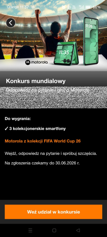 Konkurs mundialowy w aplikacji Mój Orange
