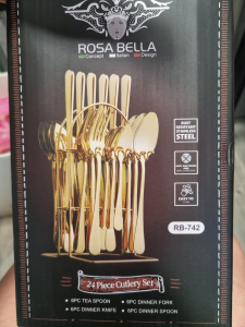 Wygrah zestaw złotych sztućców Rosa Bella RB-742 (24 elementy)