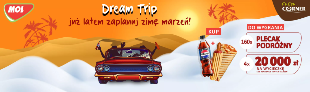 Konkurs "Dream Trip - spełniaj marzenia z Pepsi 2026" Stacje MOL, etapy