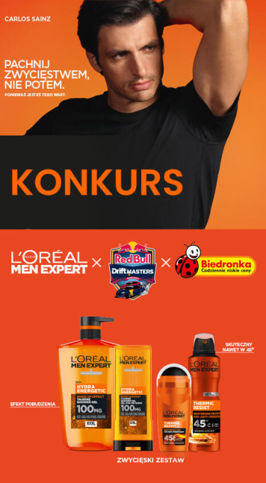 Konkurs "L’Oreal Men Expert Twój codzienny pit stop" Biedronka