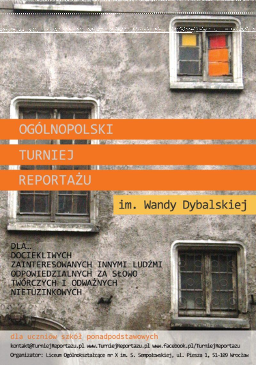 XXVI Ogólnopolski Turniej Reportażu im. Wandy Dybalskiej dla uczniów szkół ponadpodstawowych